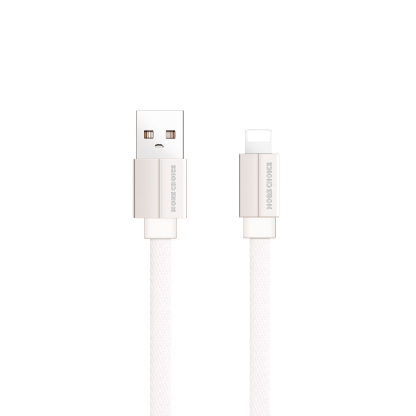Купить Дата-кабель USB 2.1A для Lightning 8-pin плоский More choice K20i нейлон 1м (White)